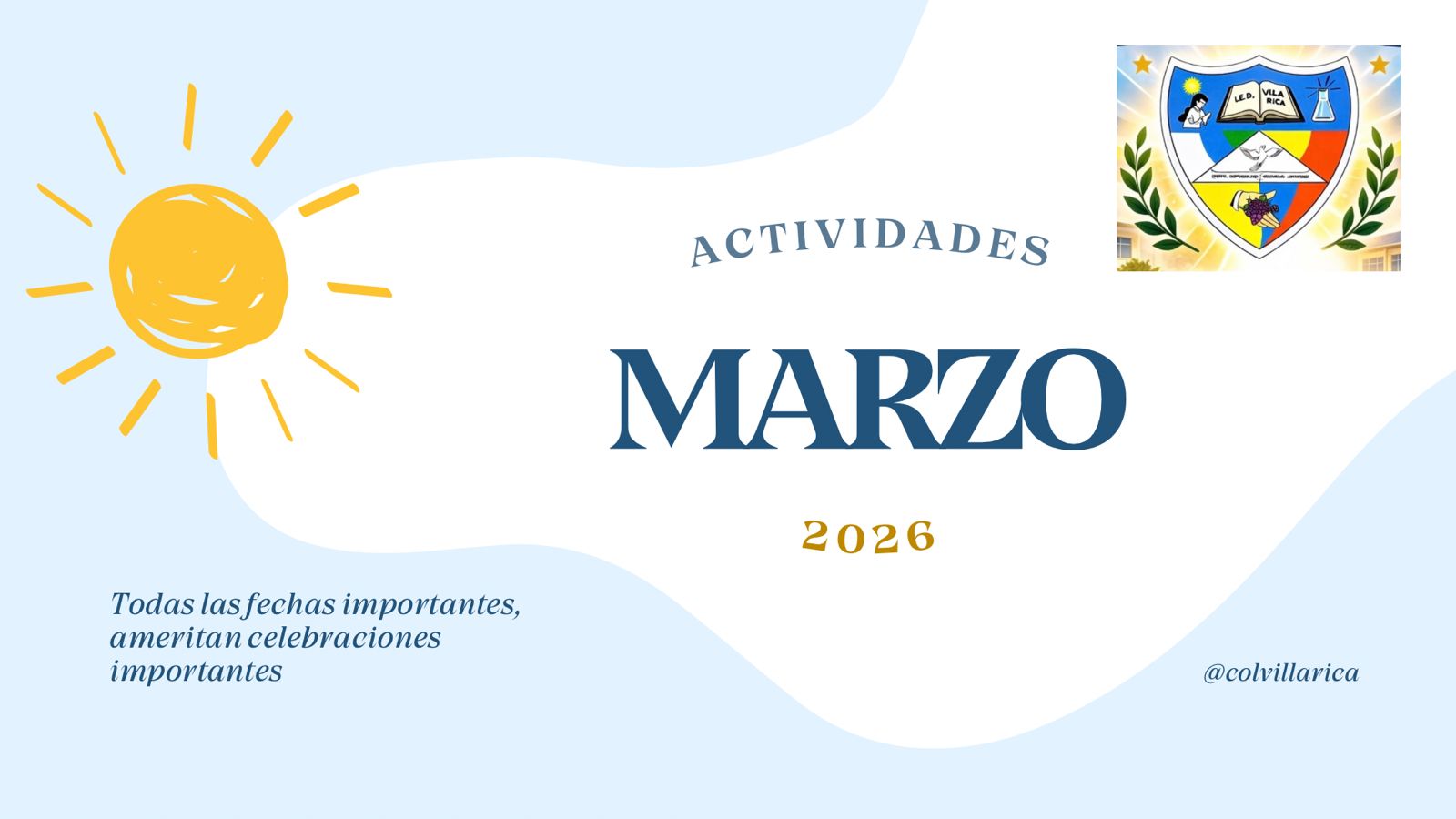 Imagen con texto de las actividades de marzo