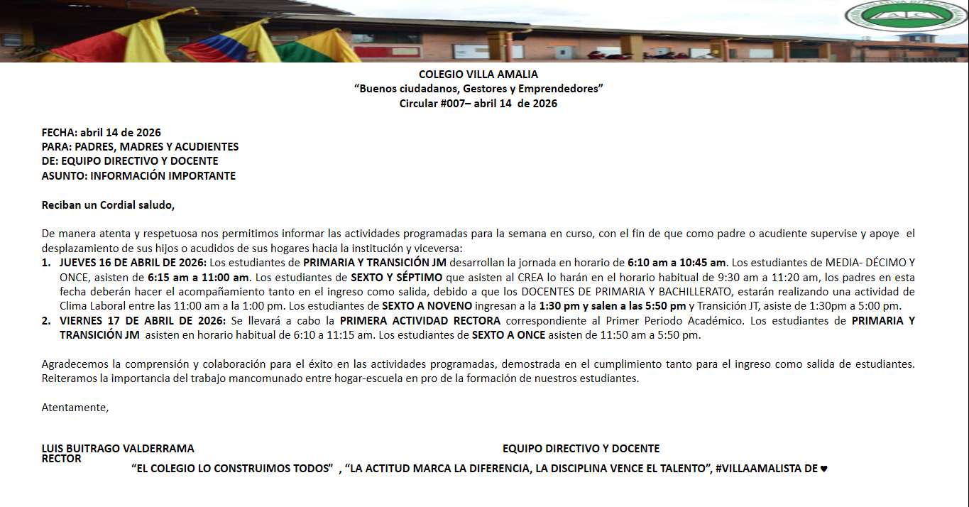 Circular 007 del 14 de Abril del 2026