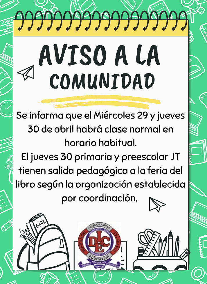 Miércoles y jueves clase normal en horario habitual