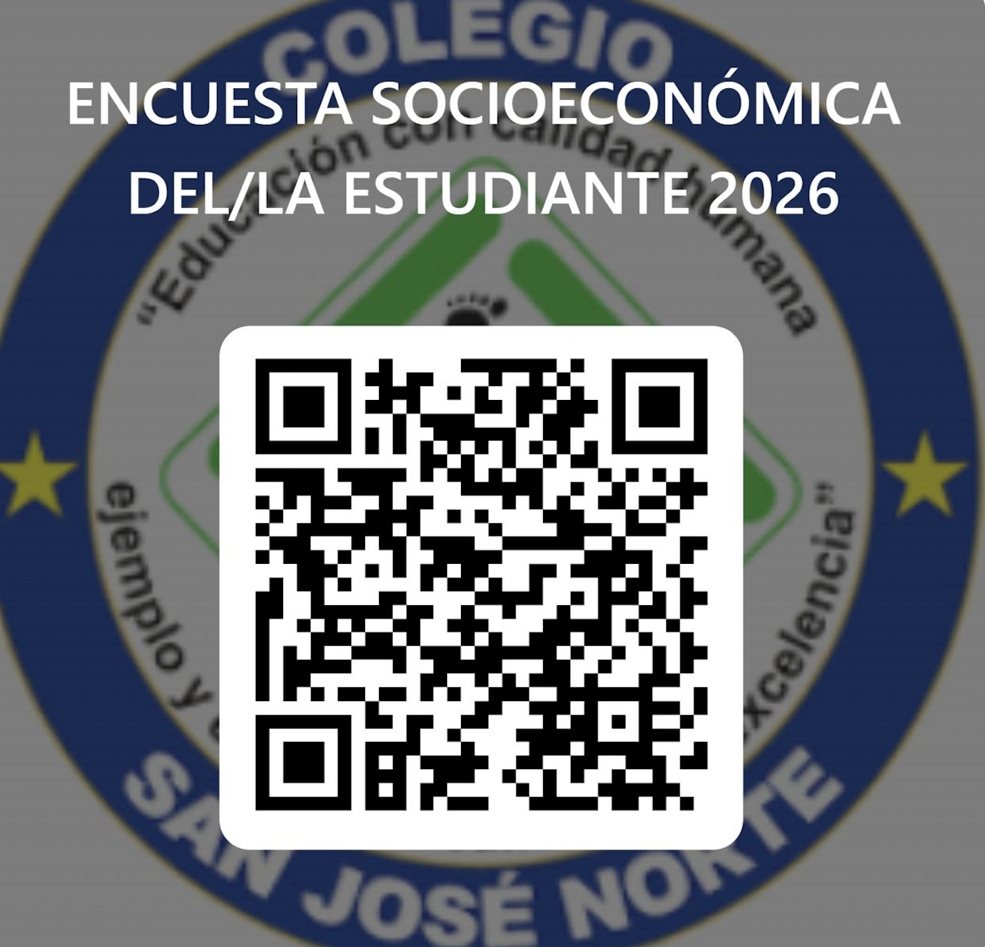 Por medio de la presente, compartimos el código QR correspondiente a la Encuesta de Caracterización Institucional, la cual es una herramienta fundamental para la recolección de información que permitirá fortalecer los procesos institucionales, identificar necesidades y proyectar acciones de mejora en beneficio de toda la comunidad educativa.