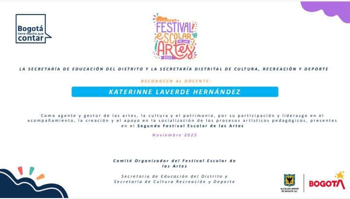 RECONOCIMIENTO FESTIVAL DE ARTES