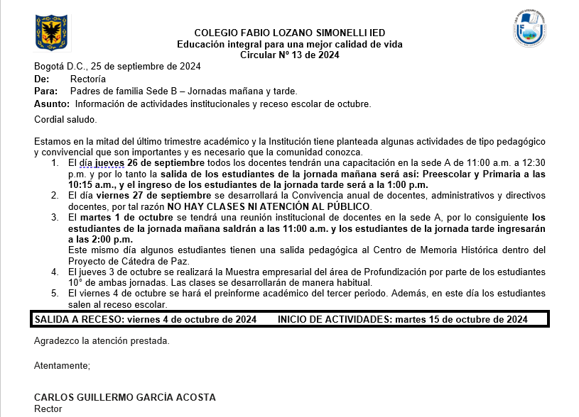 CIRCULAR 013 DE 2024