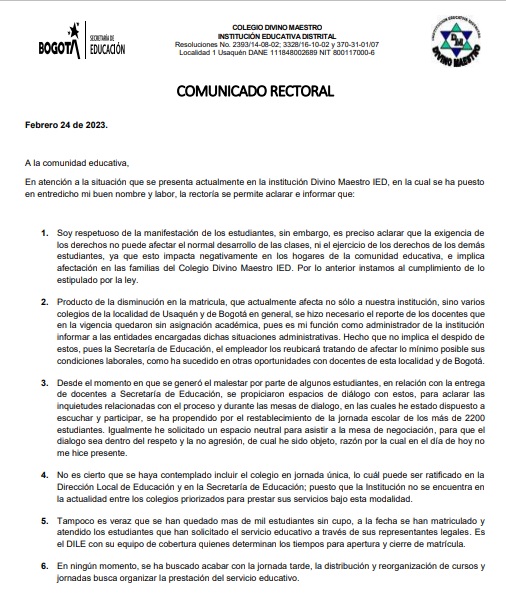 Comunicado Rectoral