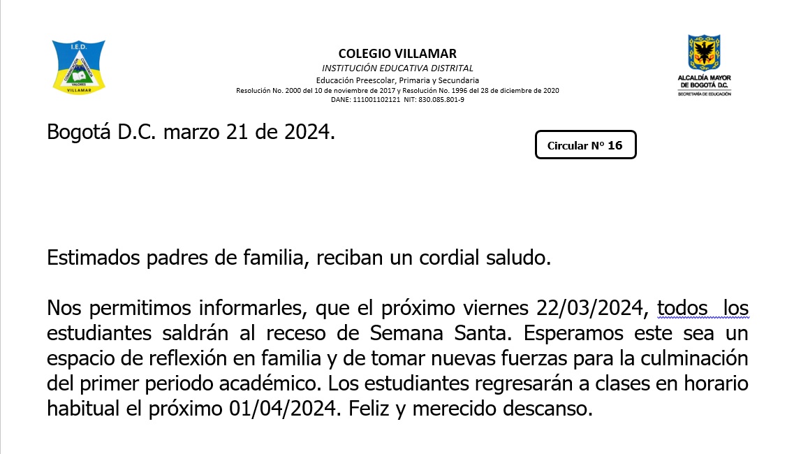 CIRCULAR SEMANA SANTA