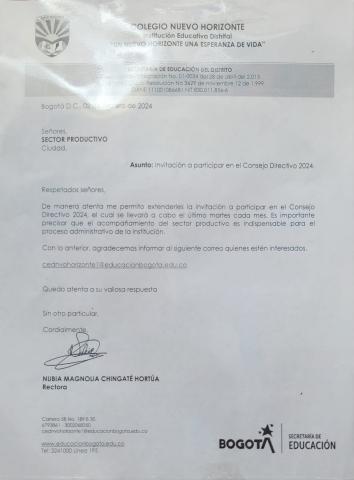 Invitación para sector productivo a participar en el consejo directivo 2024